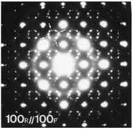 Diffraction patterns from the P* phase in the [100] direction together with the R phase matrix
